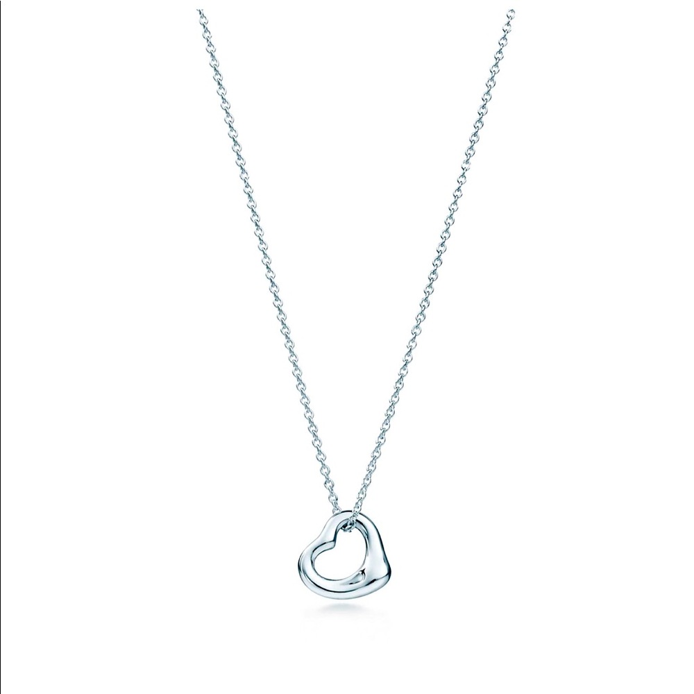 Tiffany & Co. Silver Open Heart Pendant Necklace